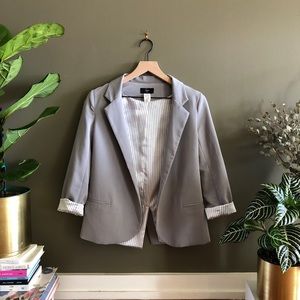 Aqua by Bloomingdales Light Grey Boyfriend Blazer